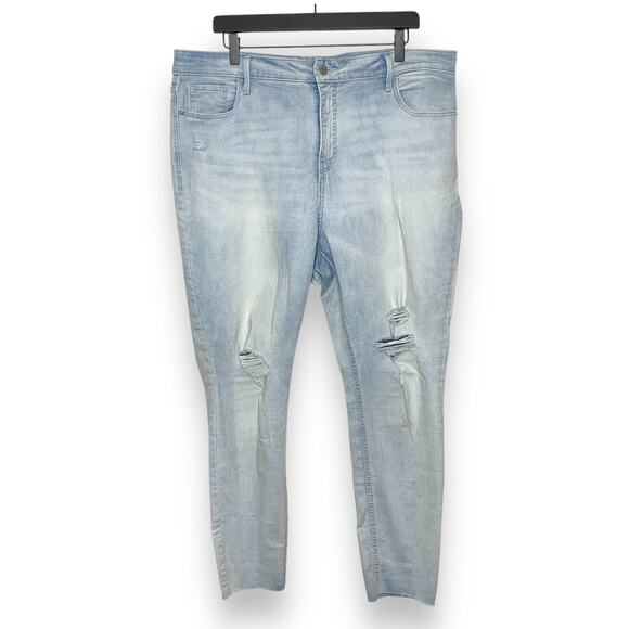 Old Navy light wash high rise distressed rockstar super skinny ankle jeans US 18 - Picture 1 of 10